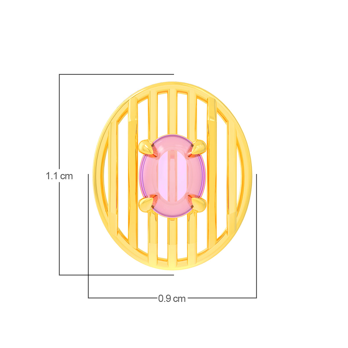 Stylish Oblong Gold Studs 18K