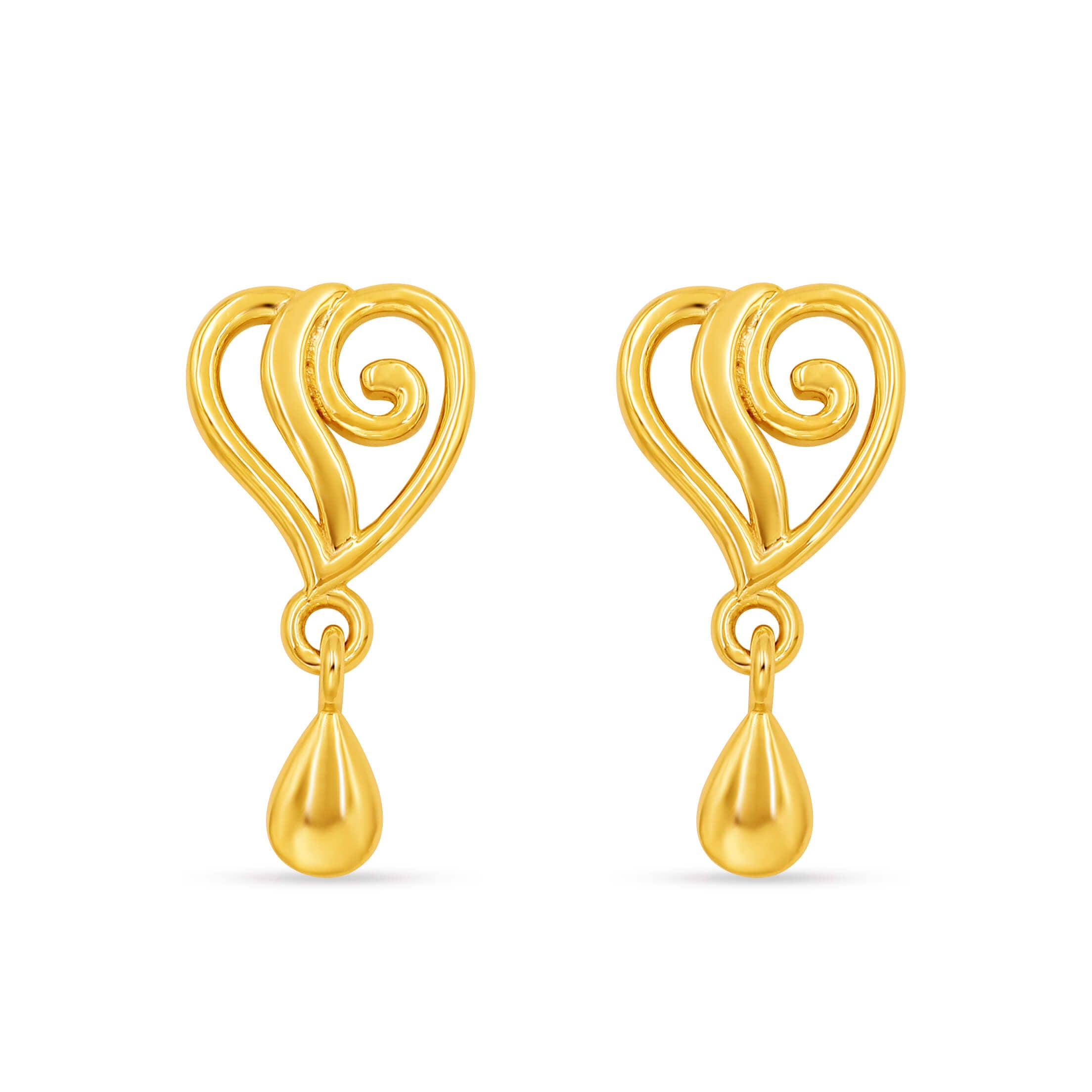 Novel Heart Style Gold Studs 14K