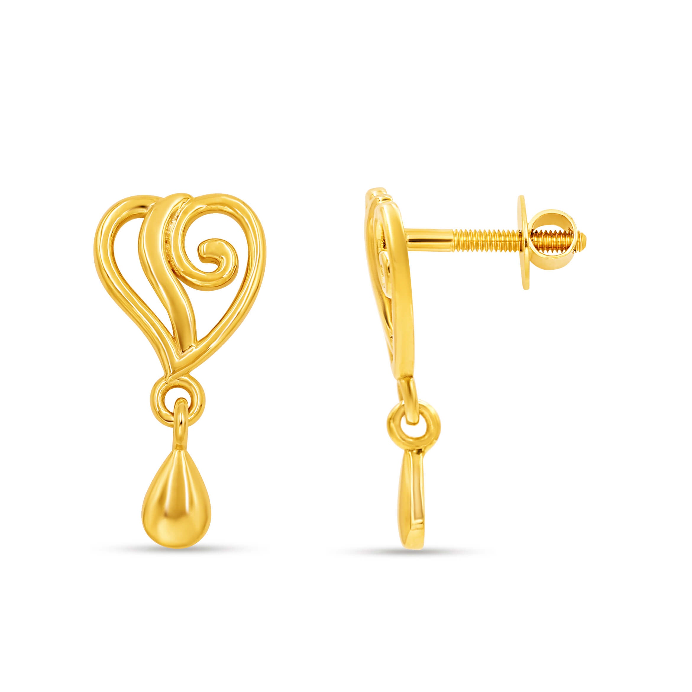 Novel Heart Style Gold Studs 14K