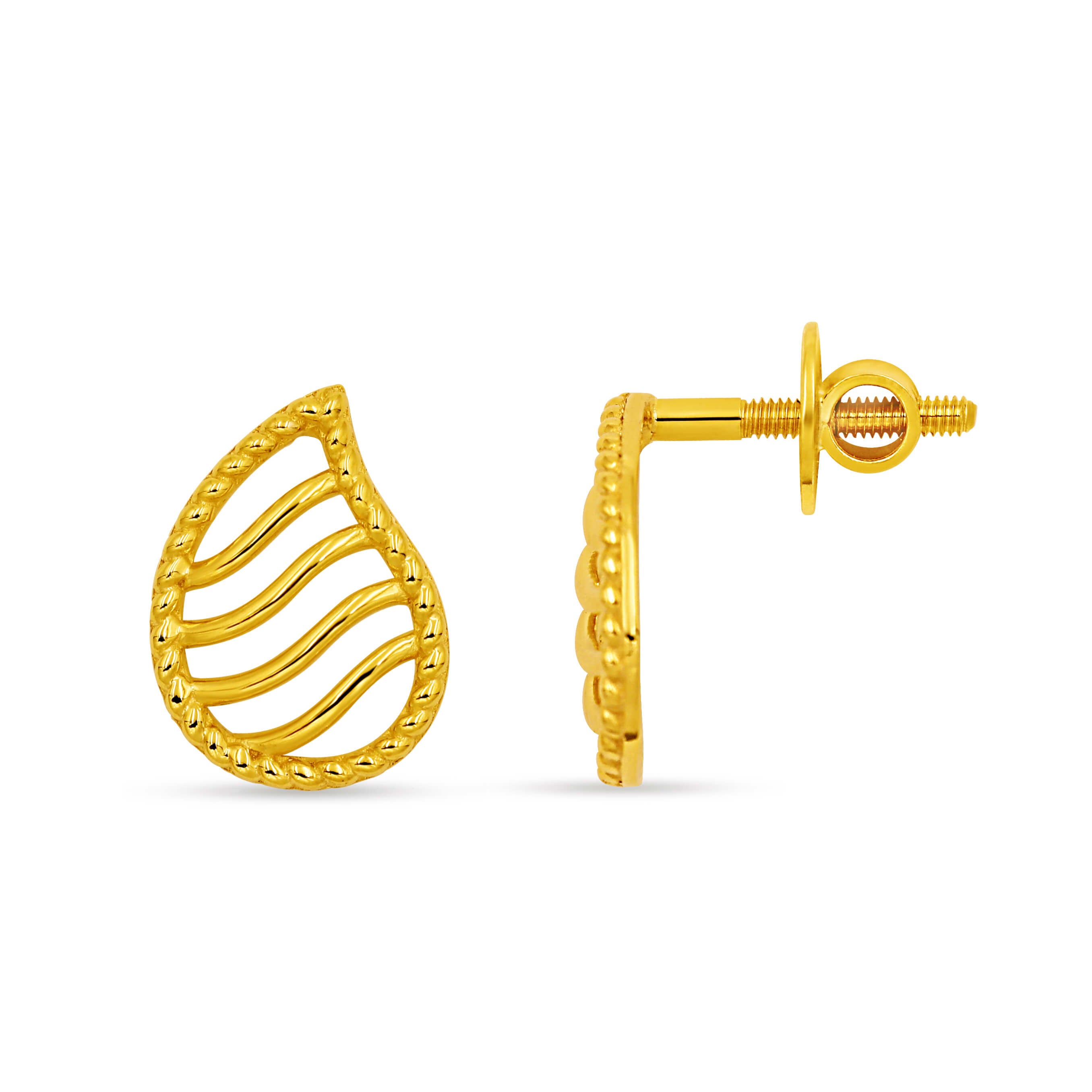 Modest Paisley Groove 14K Gold Studs