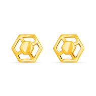 Bold Hexa Glory 14K Gold Studs