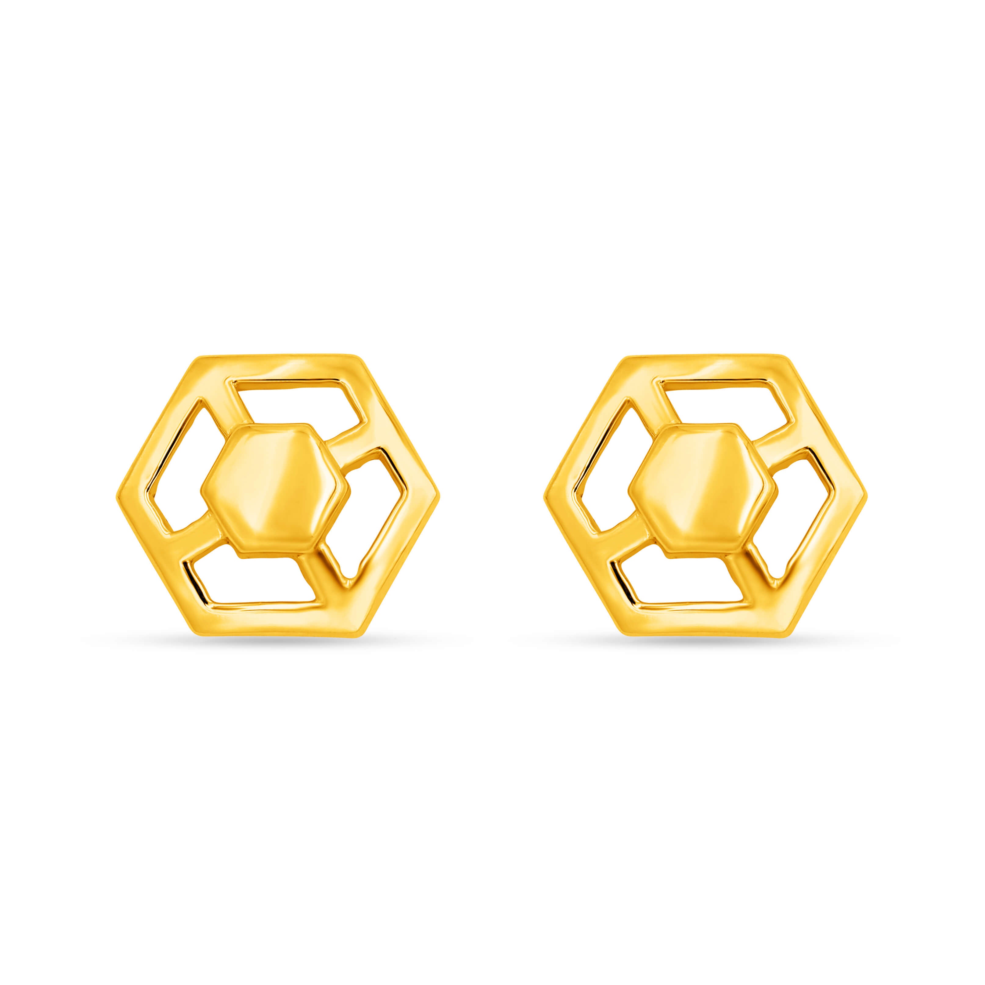 Bold Hexa Glory 14K Gold Studs
