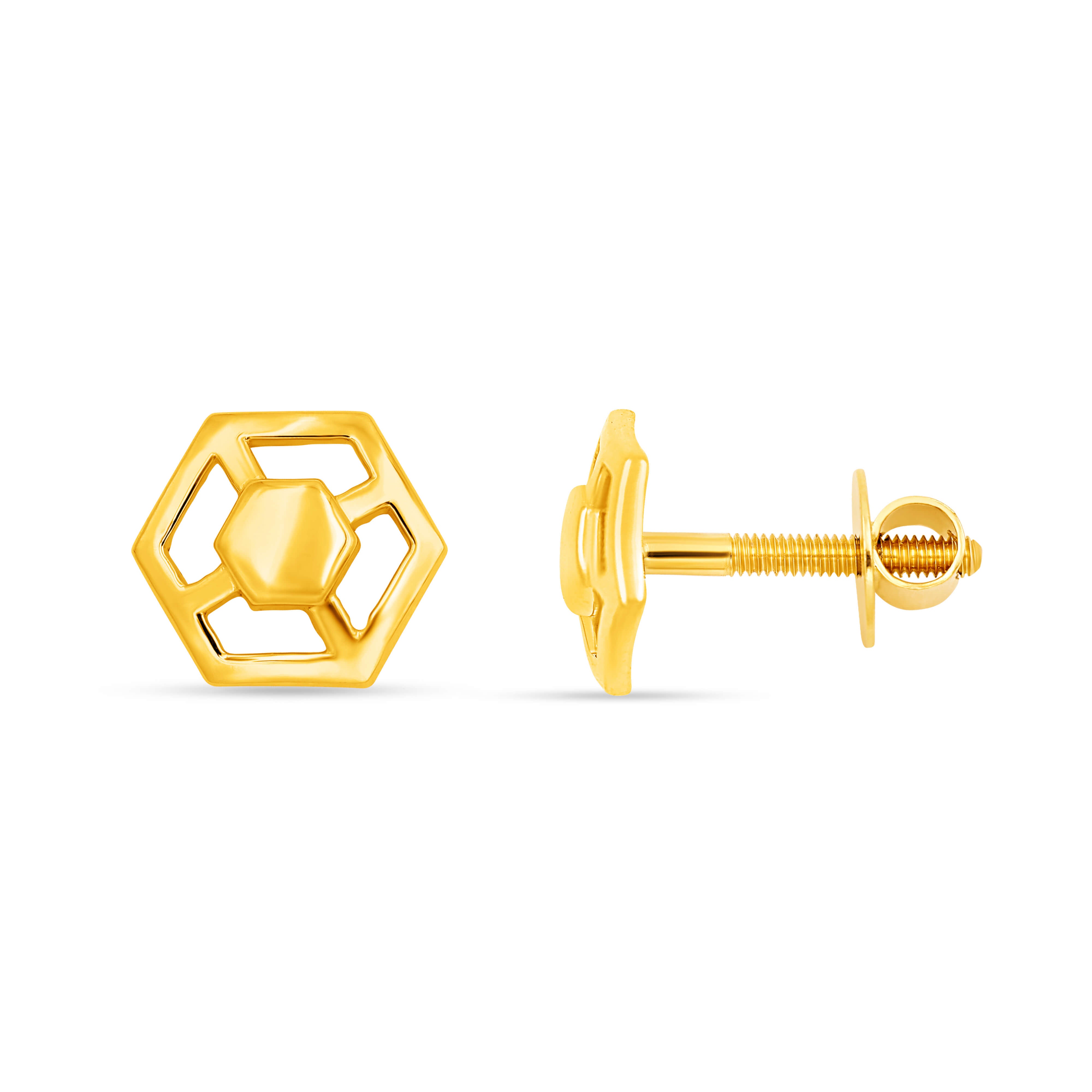 Bold Hexa Glory 14K Gold Studs