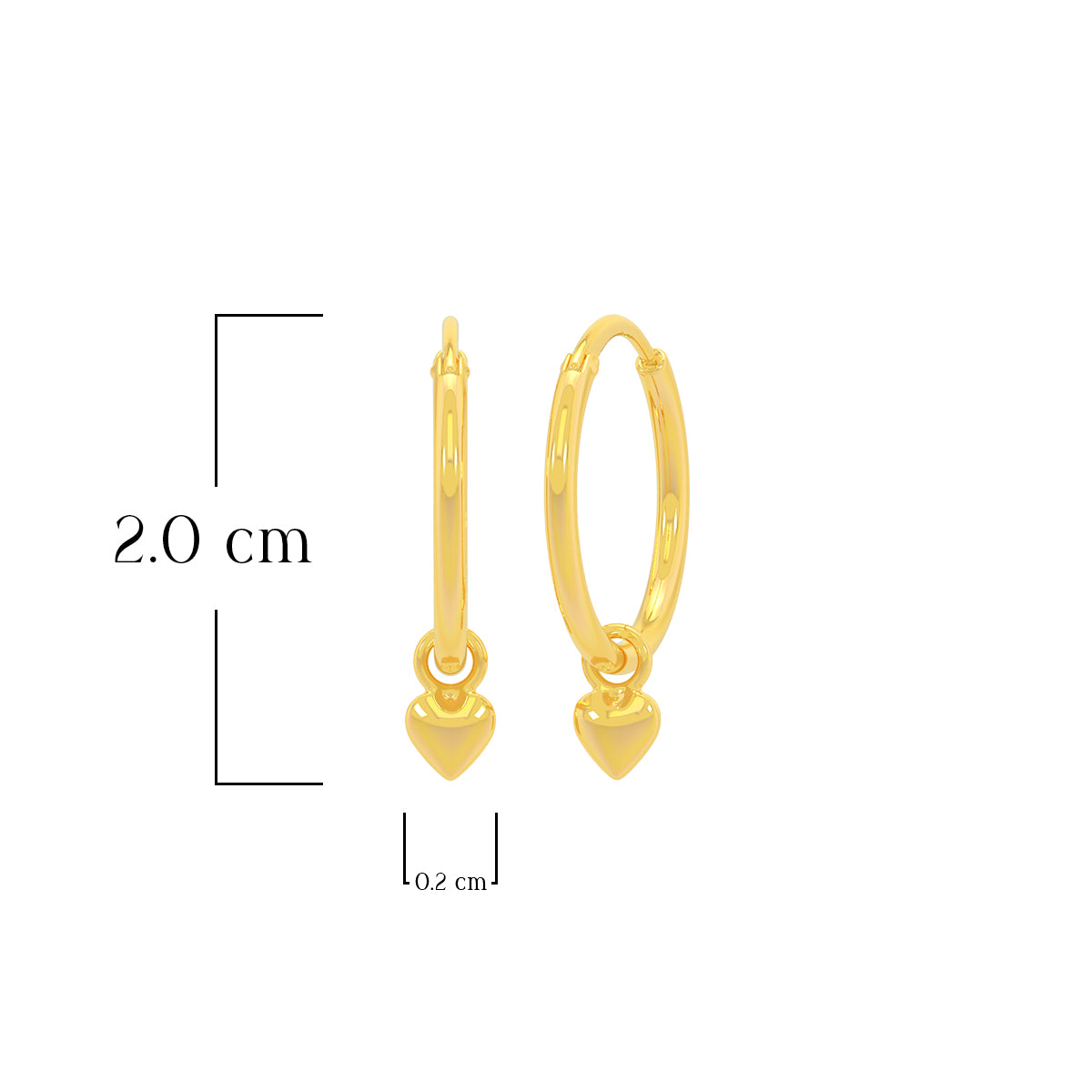 Blushing Hearts 22K Gold Hoops