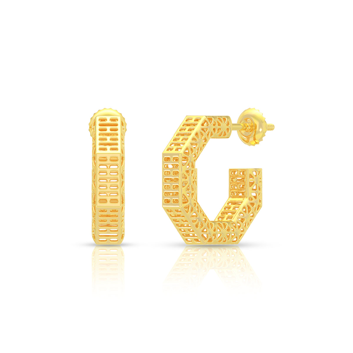 Gold Hexa Glow Hoops 22K