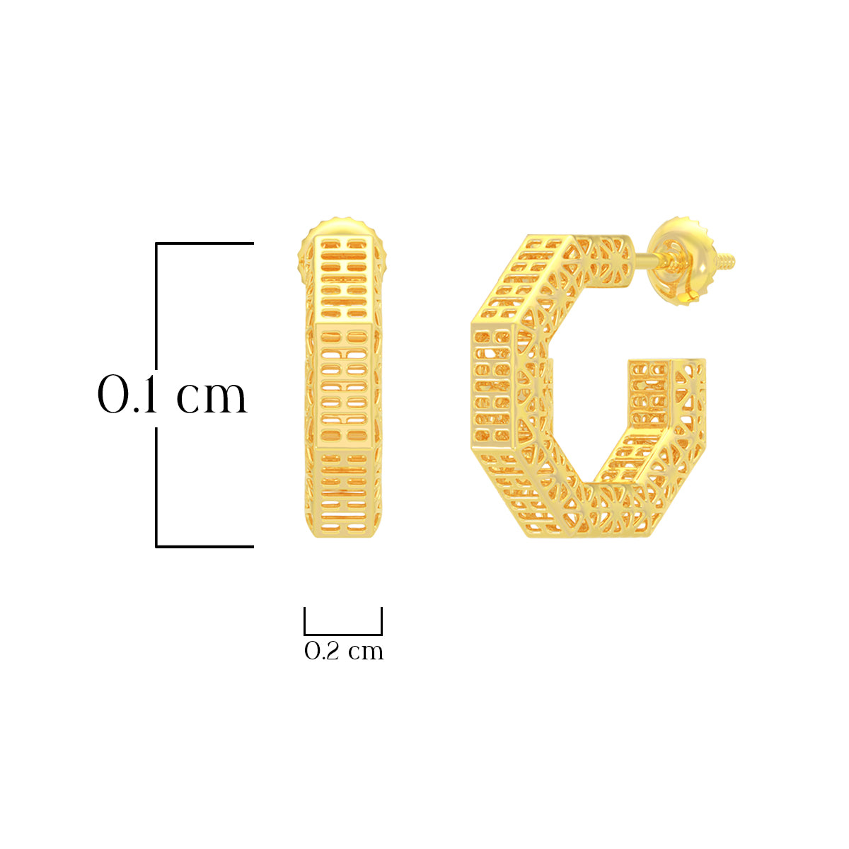 Gold Hexa Glow Hoops 22K