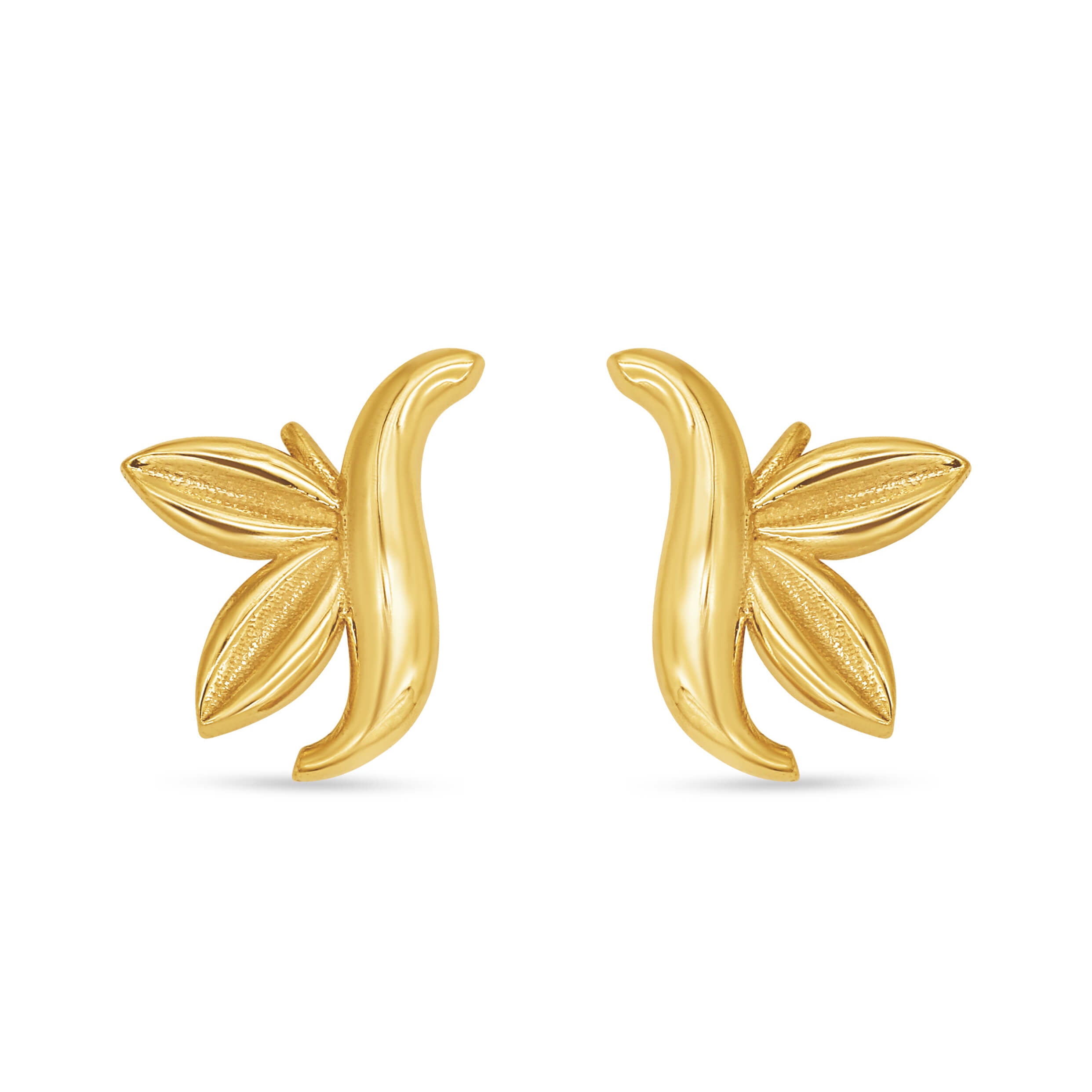 Gleaming Petal 22K Gold Studs