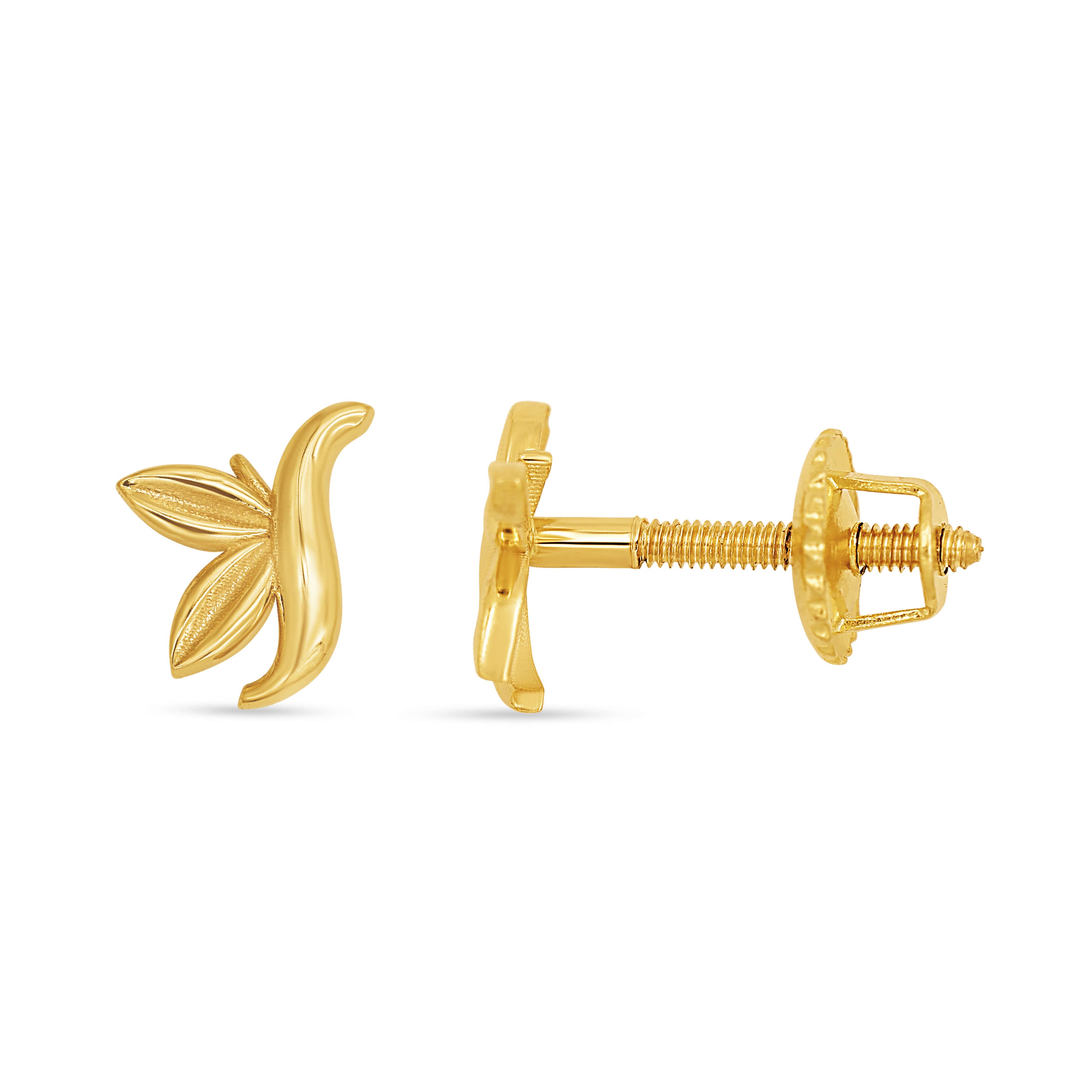 Gleaming Petal 22K Gold Studs