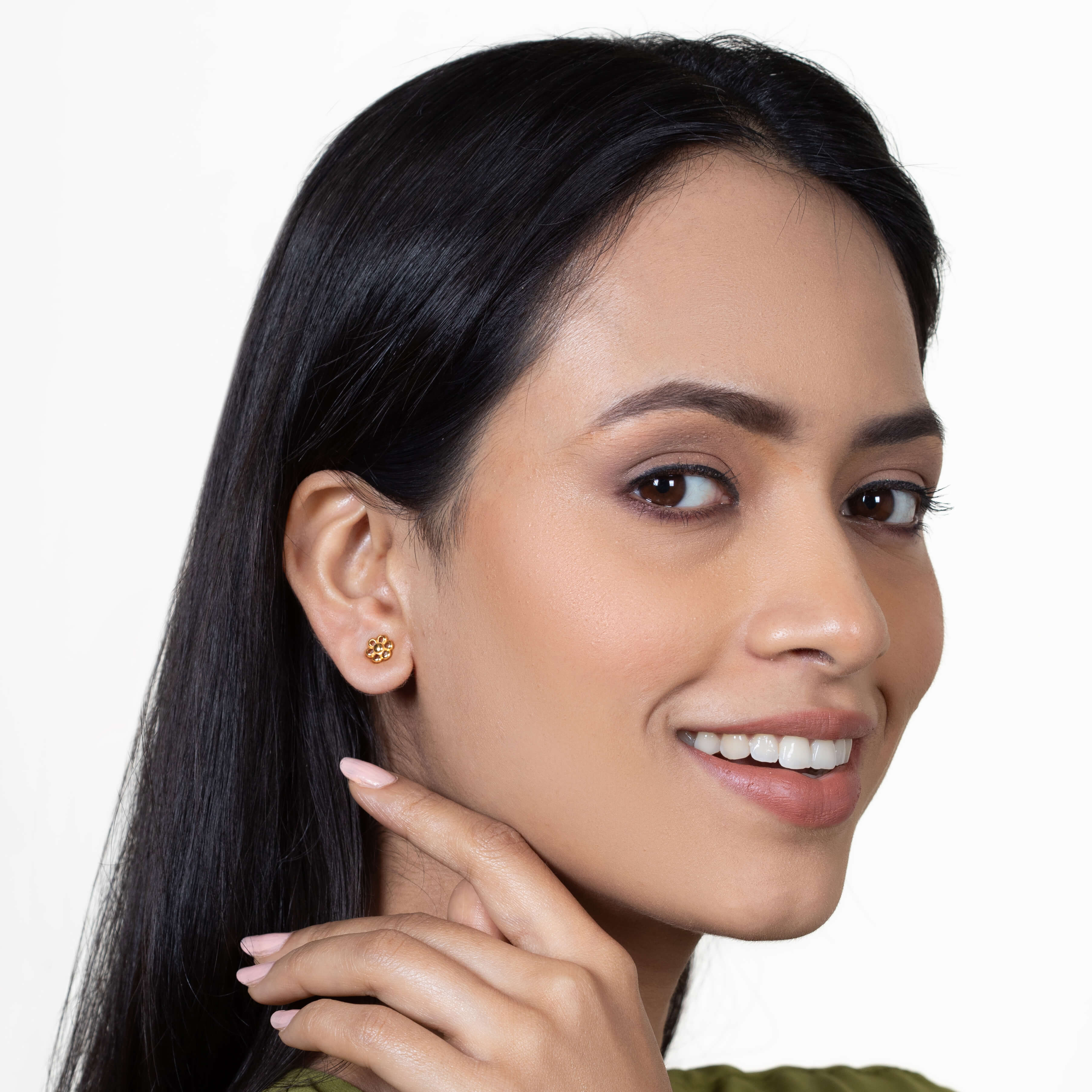 Modest Flora Shine 22K Gold Studs