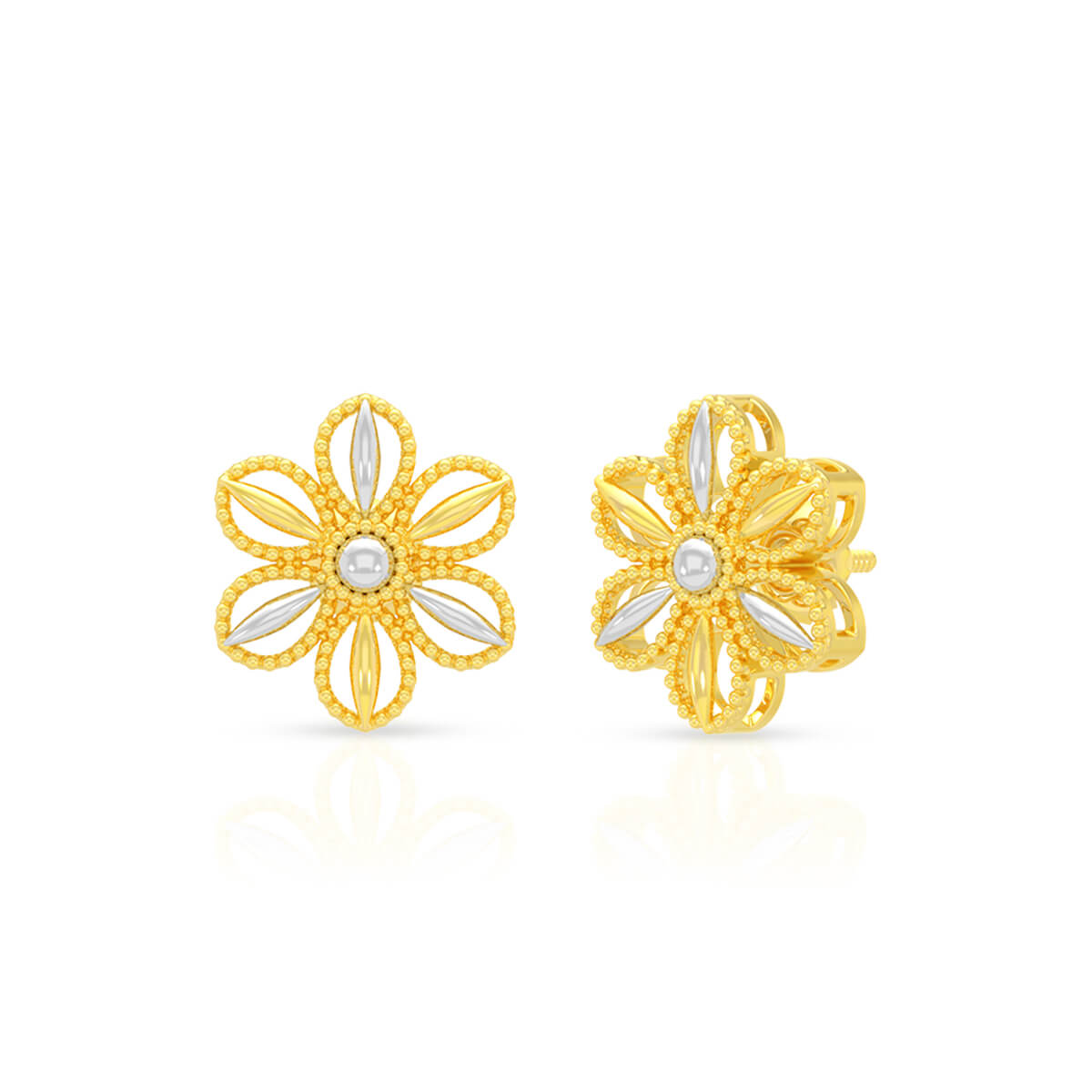 Floral Glaze 22K Gold Studs
