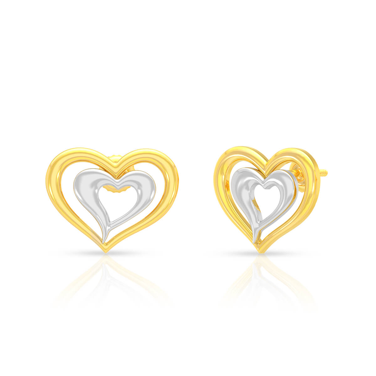 Heart in Heart Glow 22K Gold Studs