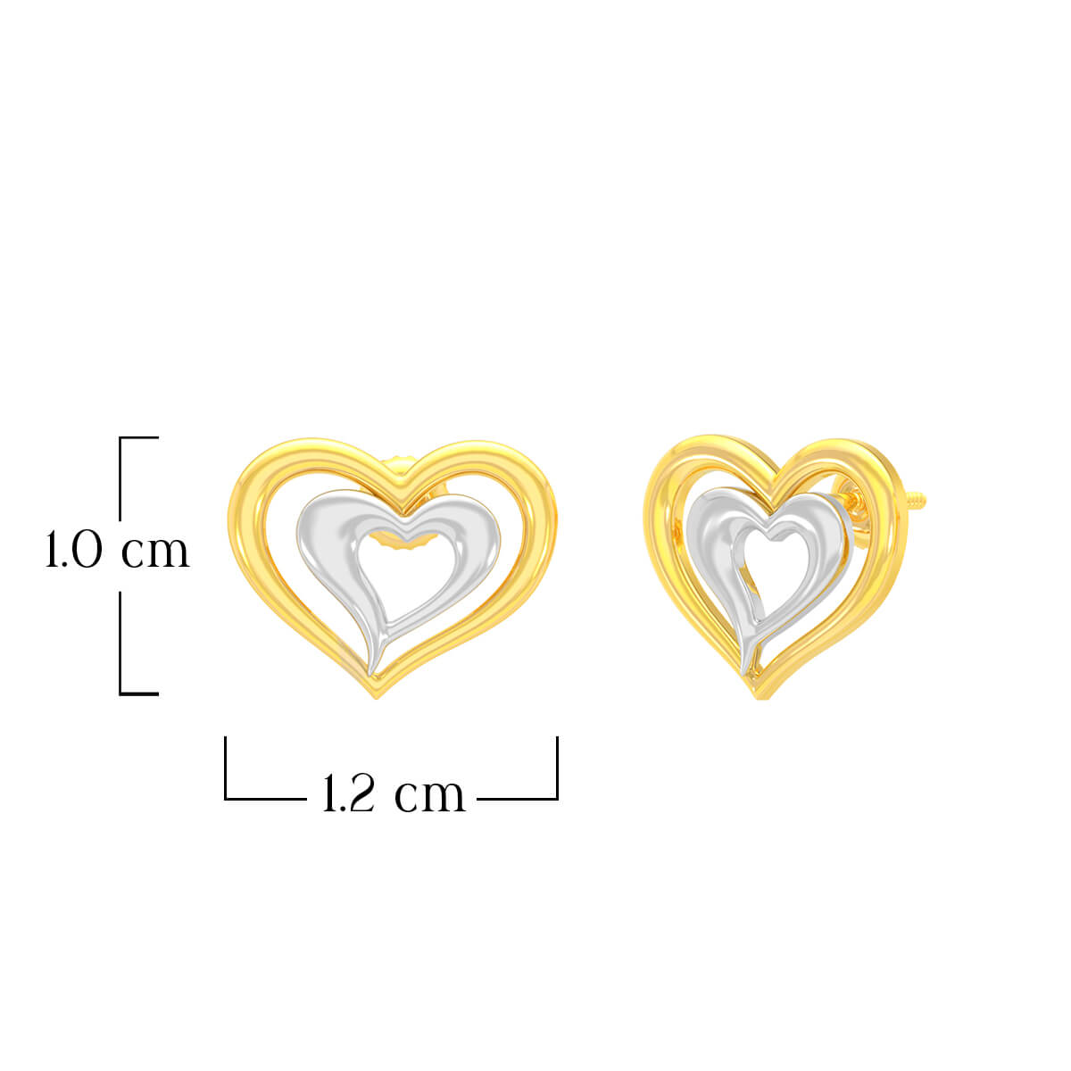 Heart in Heart Glow 22K Gold Studs