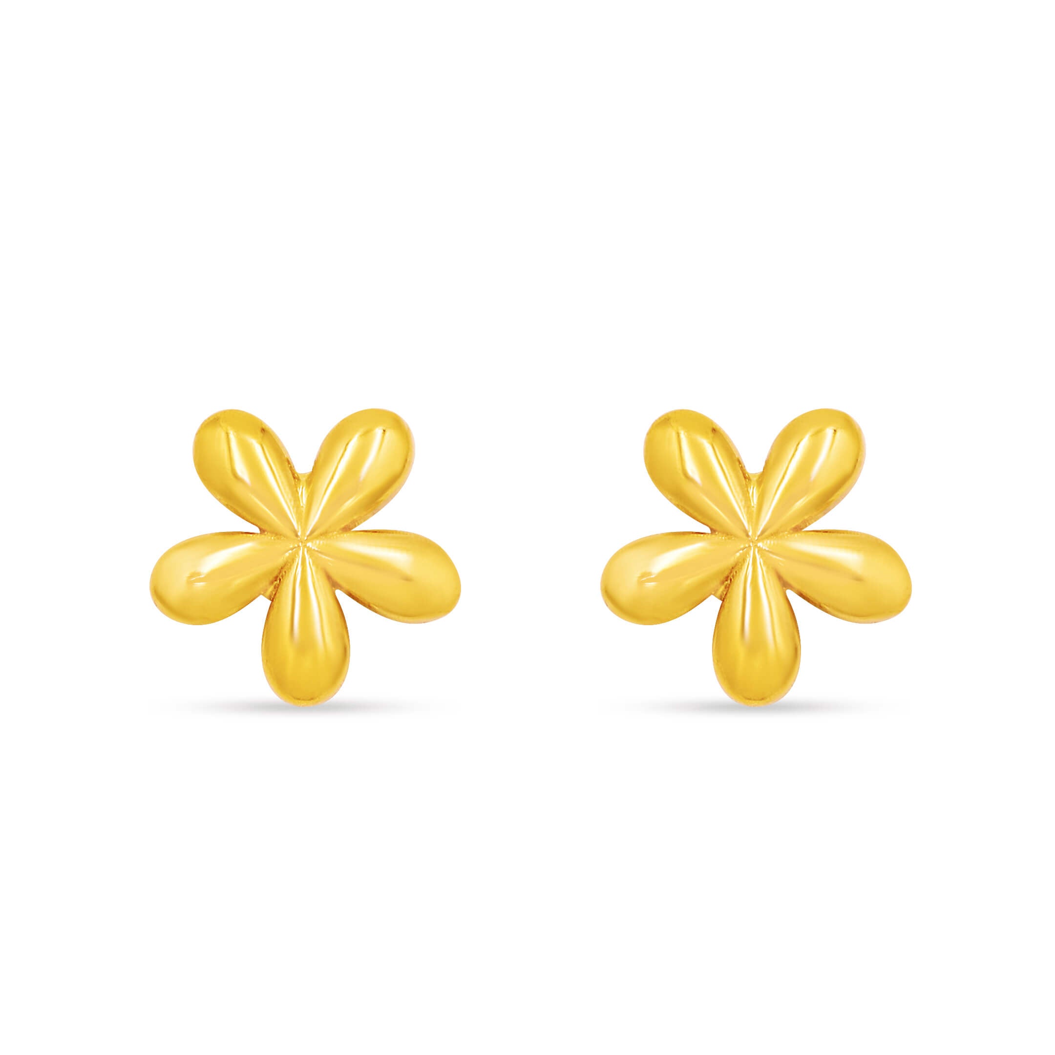 Glossy Flora Charm 22K Gold Studs