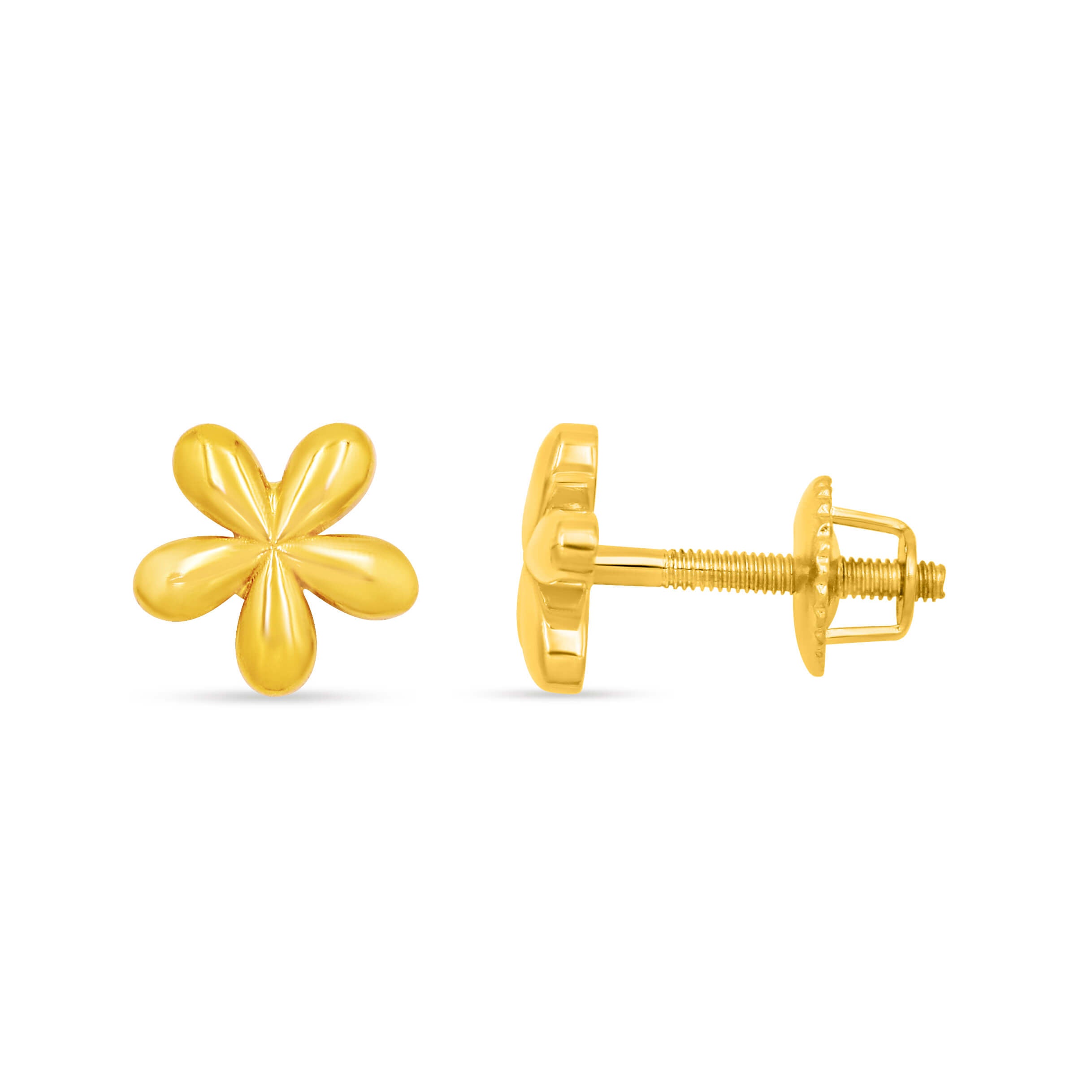 Glossy Flora Charm 22K Gold Studs