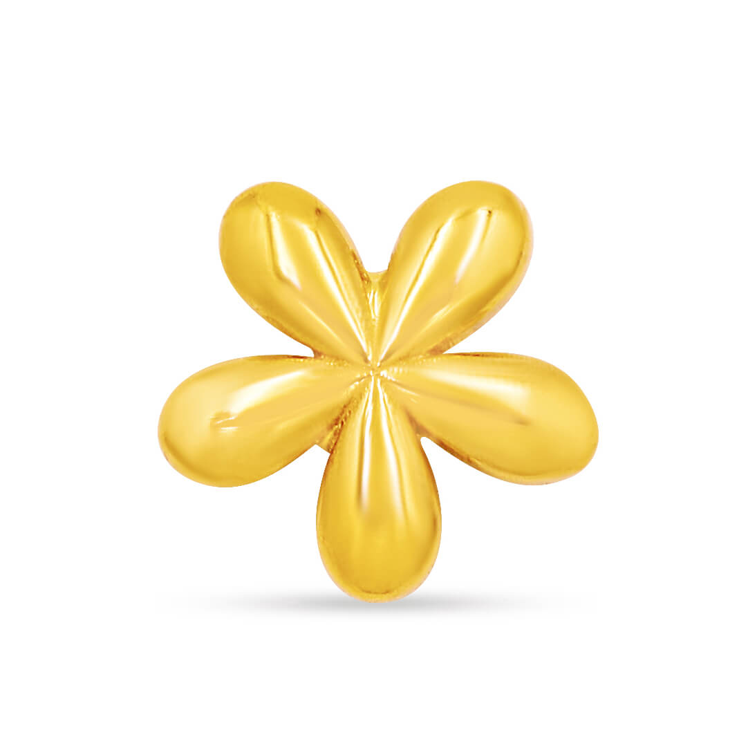 Glossy Flora Charm 22K Gold Studs