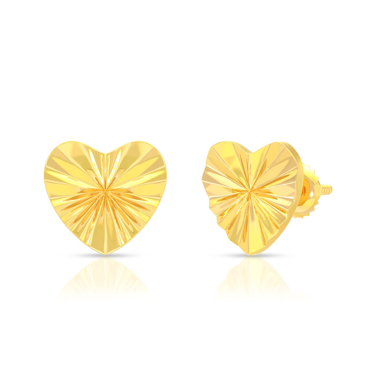 Magnetic Glittering Heart 22K Gold Studs