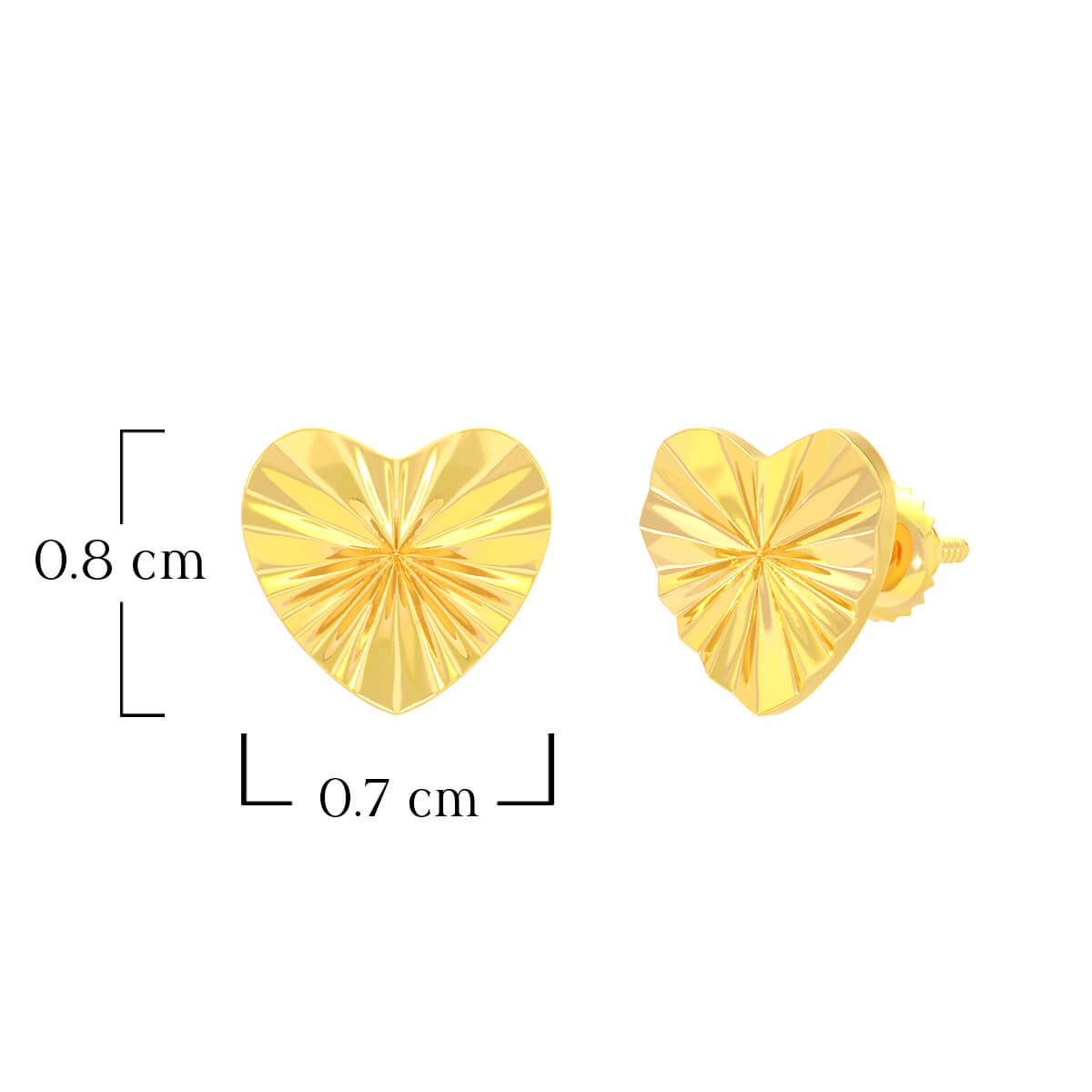 Magnetic Glittering Heart 22K Gold Studs