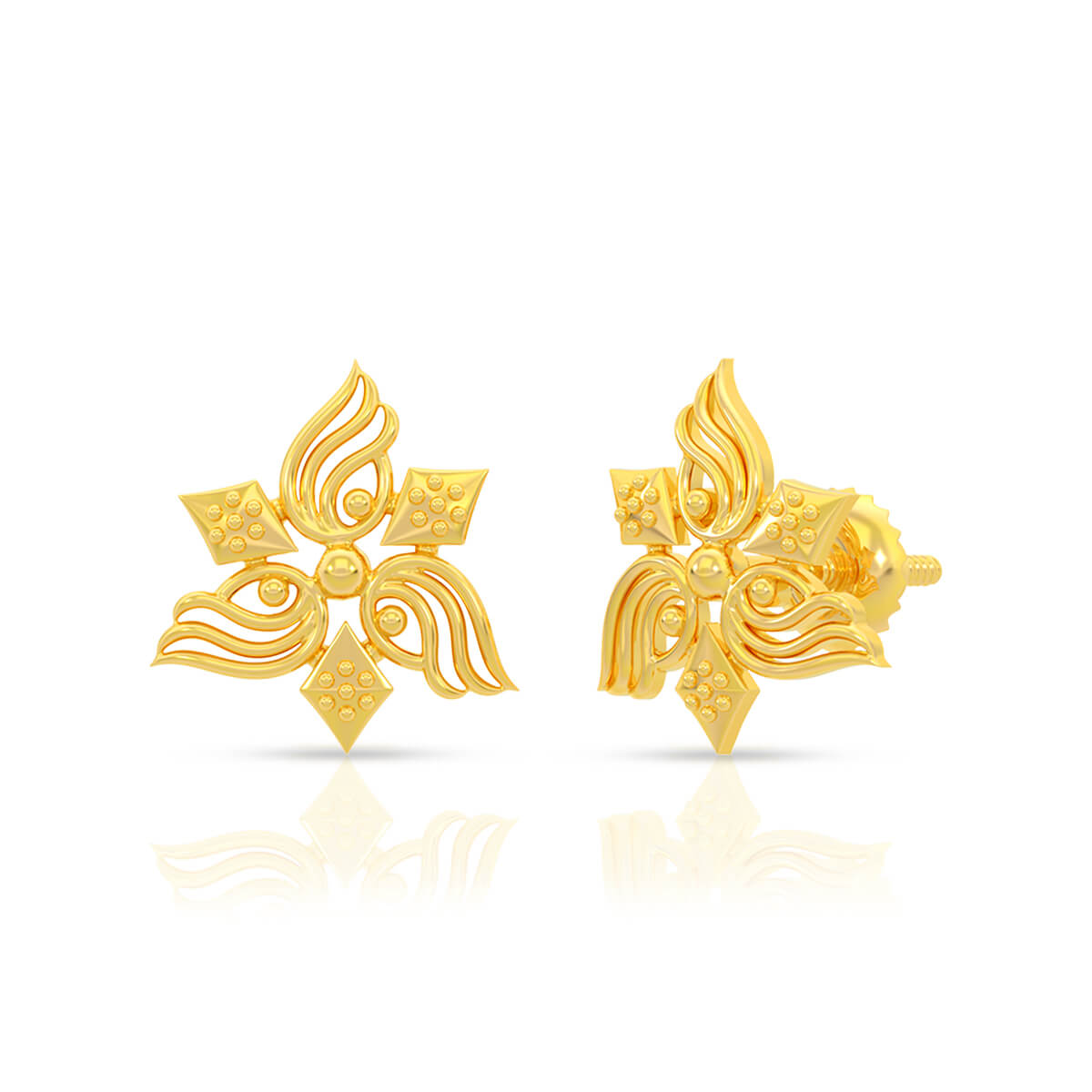 Magnetic Flora 22K Gold Studs