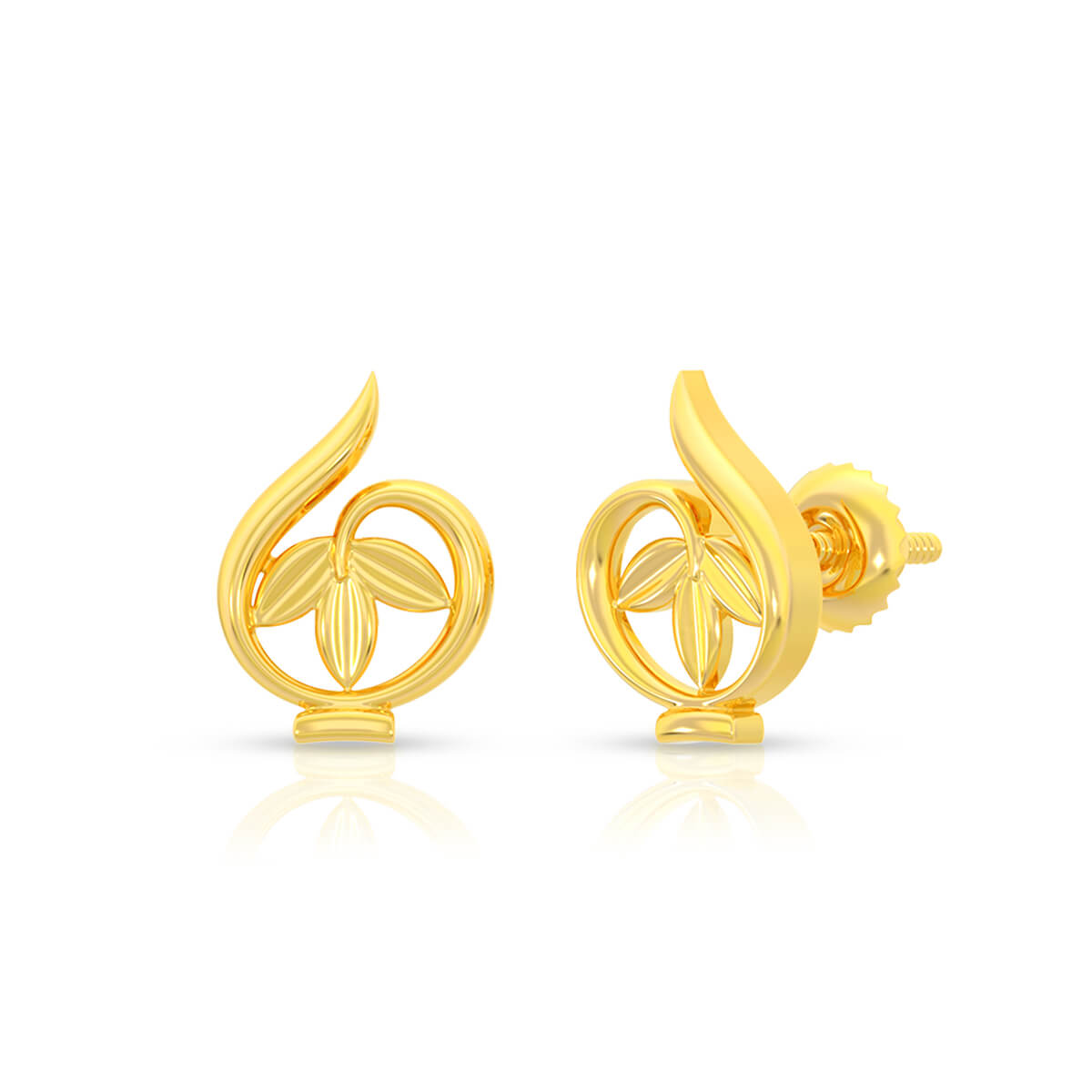 Leafy Lustre 22K Gold Studs