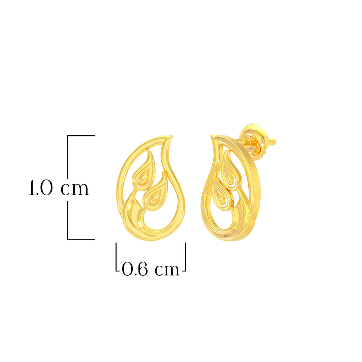 Delicate Foliate 22K Gold Studs