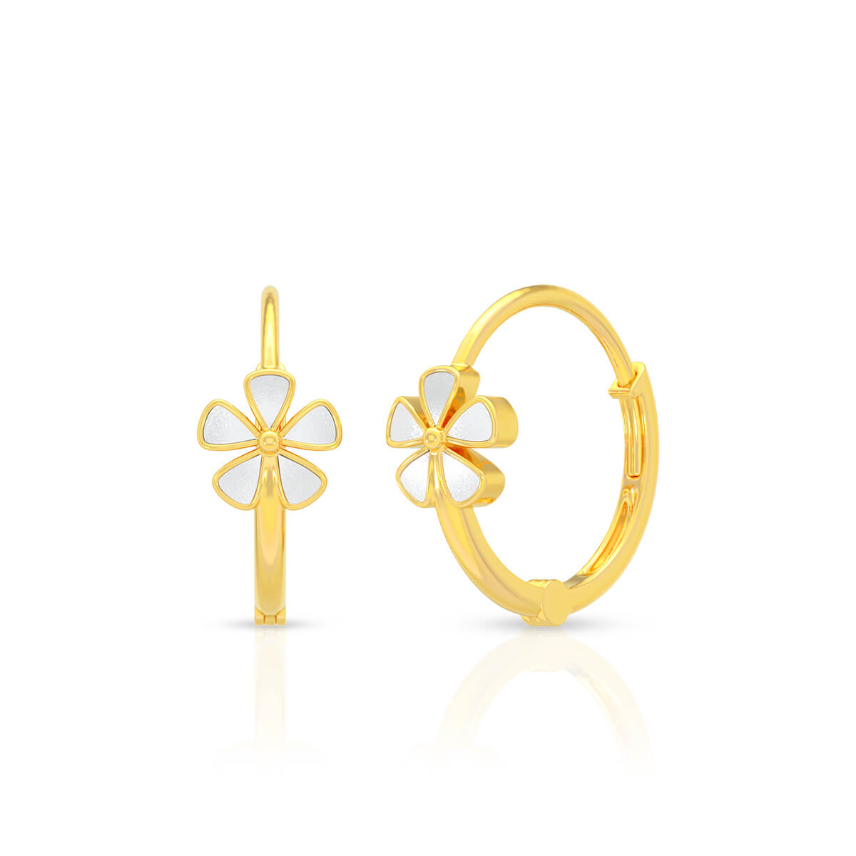 Daisy Charm Glimming Gold Hoops 22K