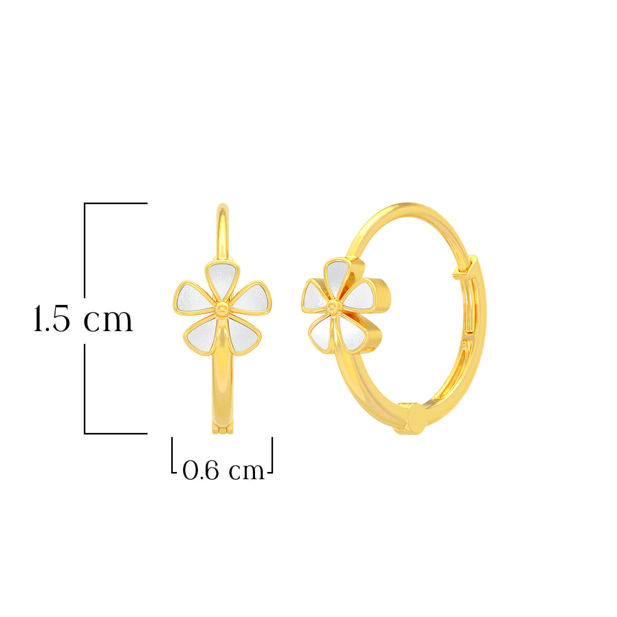 Daisy Charm Glimming Gold Hoops 22K