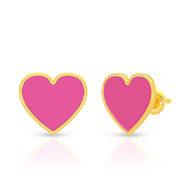 Adorable Pink Heart 22K Gold Earrings for Kids