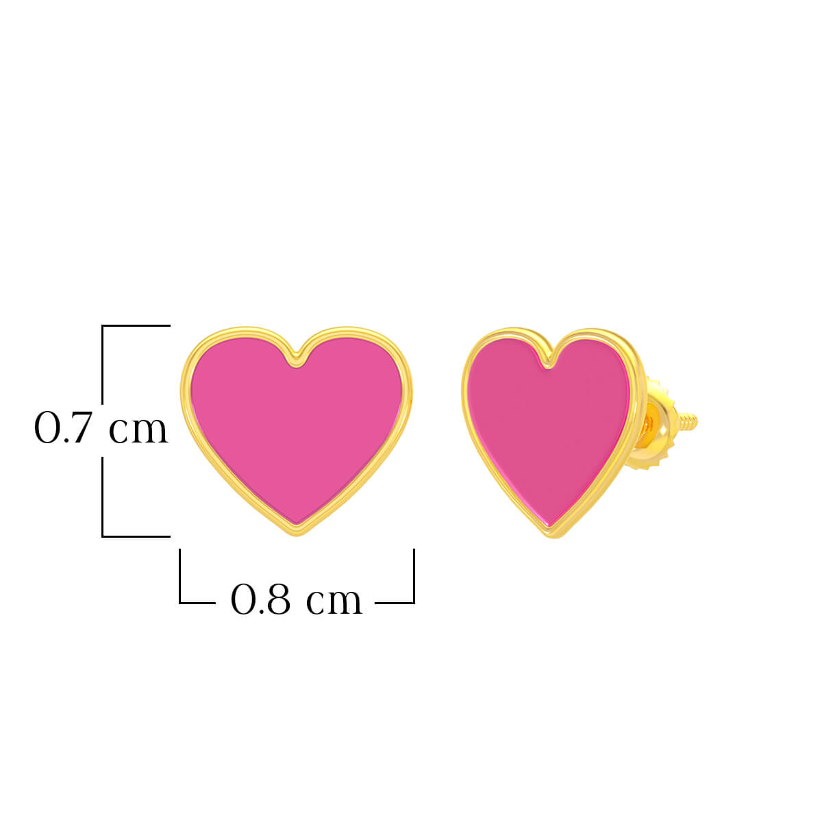 Adorable Pink Heart 22K Gold Earrings for Kids