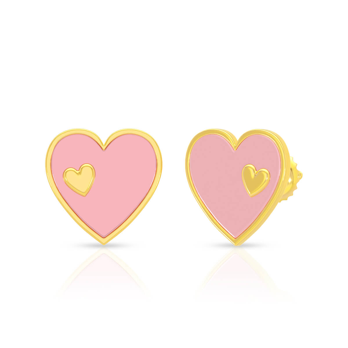 Cute Pink Heart 22K Gold Earrings for Kids