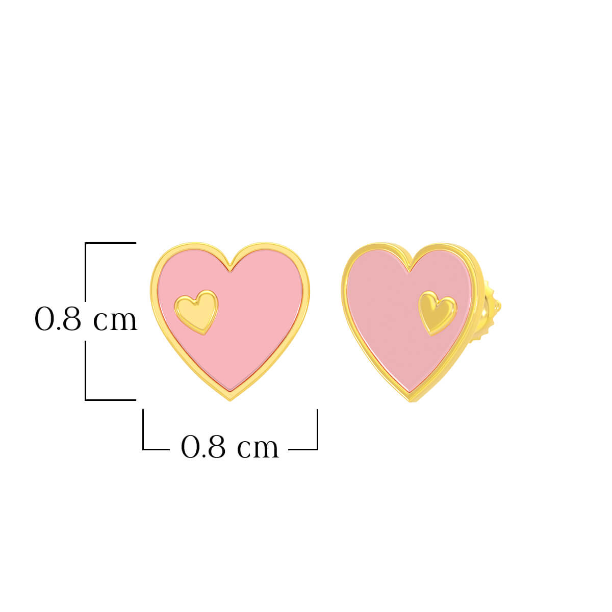 Cute Pink Heart 22K Gold Earrings for Kids