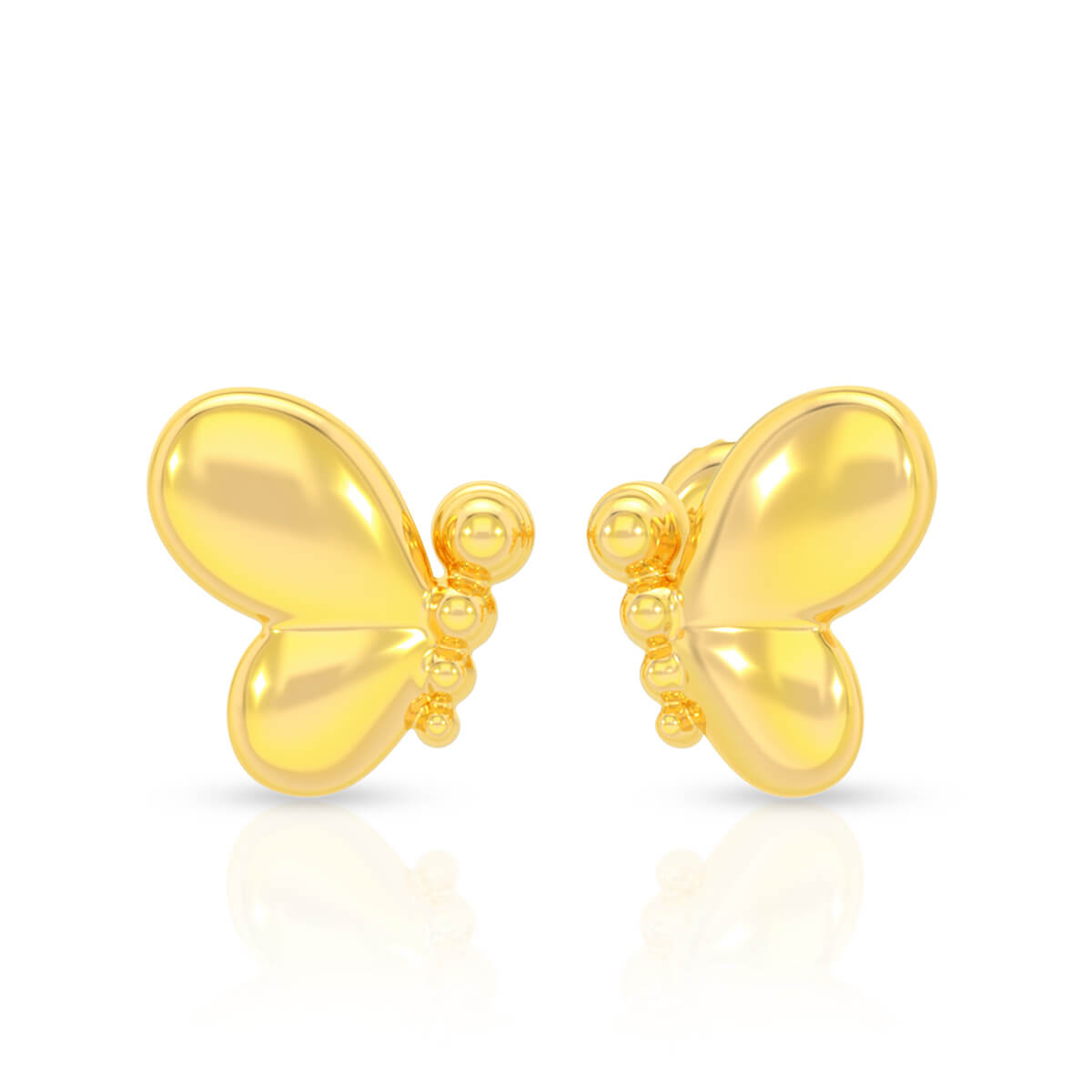 Gleaming Butterfly 22K Gold Earrings for Kids