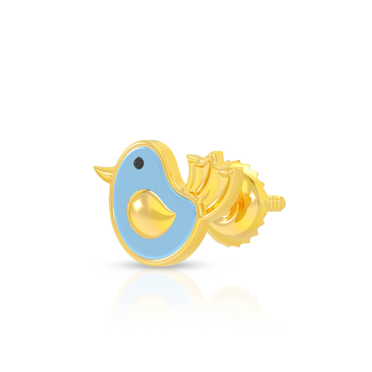 Cute Blue Bird 22K Gold Earrings for Kids
