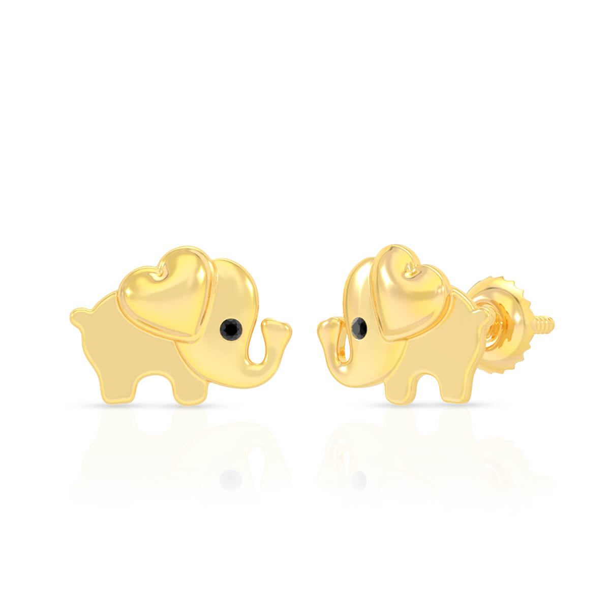 Cute Elephants 22K Gold Earrings for Kids