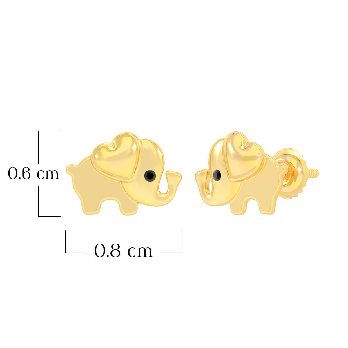 Cute Elephants 22K Gold Earrings for Kids