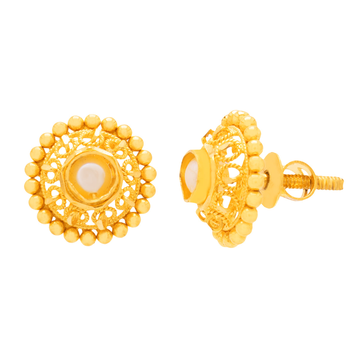 22K Sunray Gold Studs with Classic Flair
