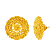 22K Graceful Gold Stud Earrings with Floral Detail