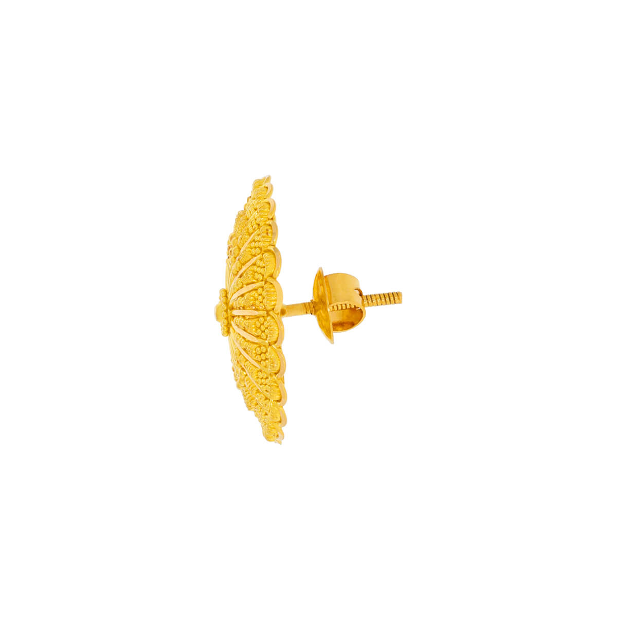 22K Graceful Gold Stud Earrings with Floral Detail