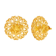 Soft Blossom Design Stud Earrings in 22K Gold