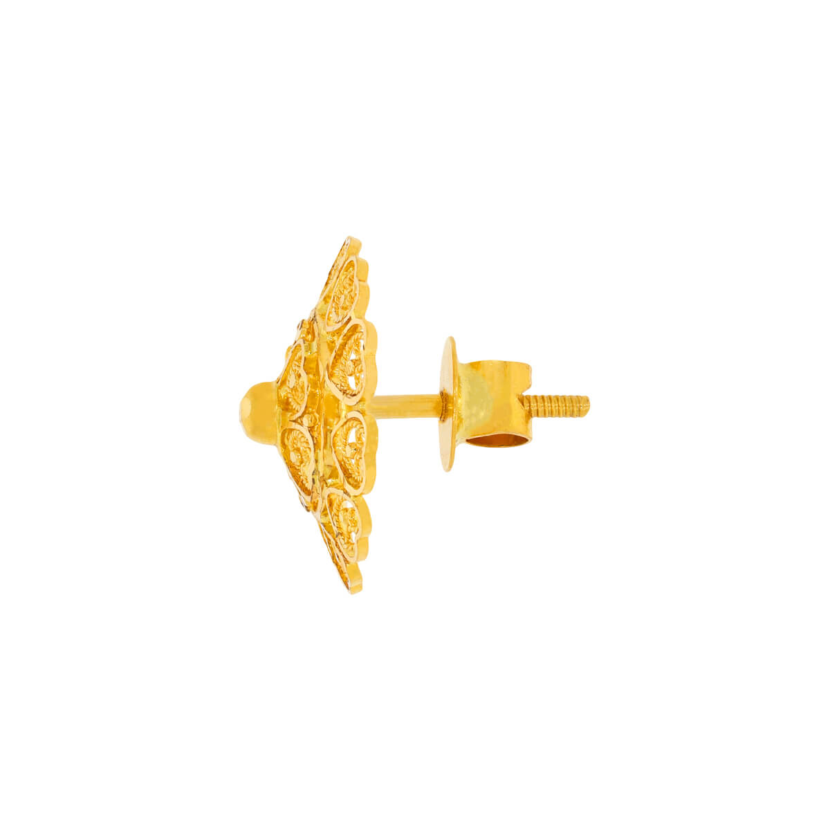 Soft Blossom Design Stud Earrings in 22K Gold