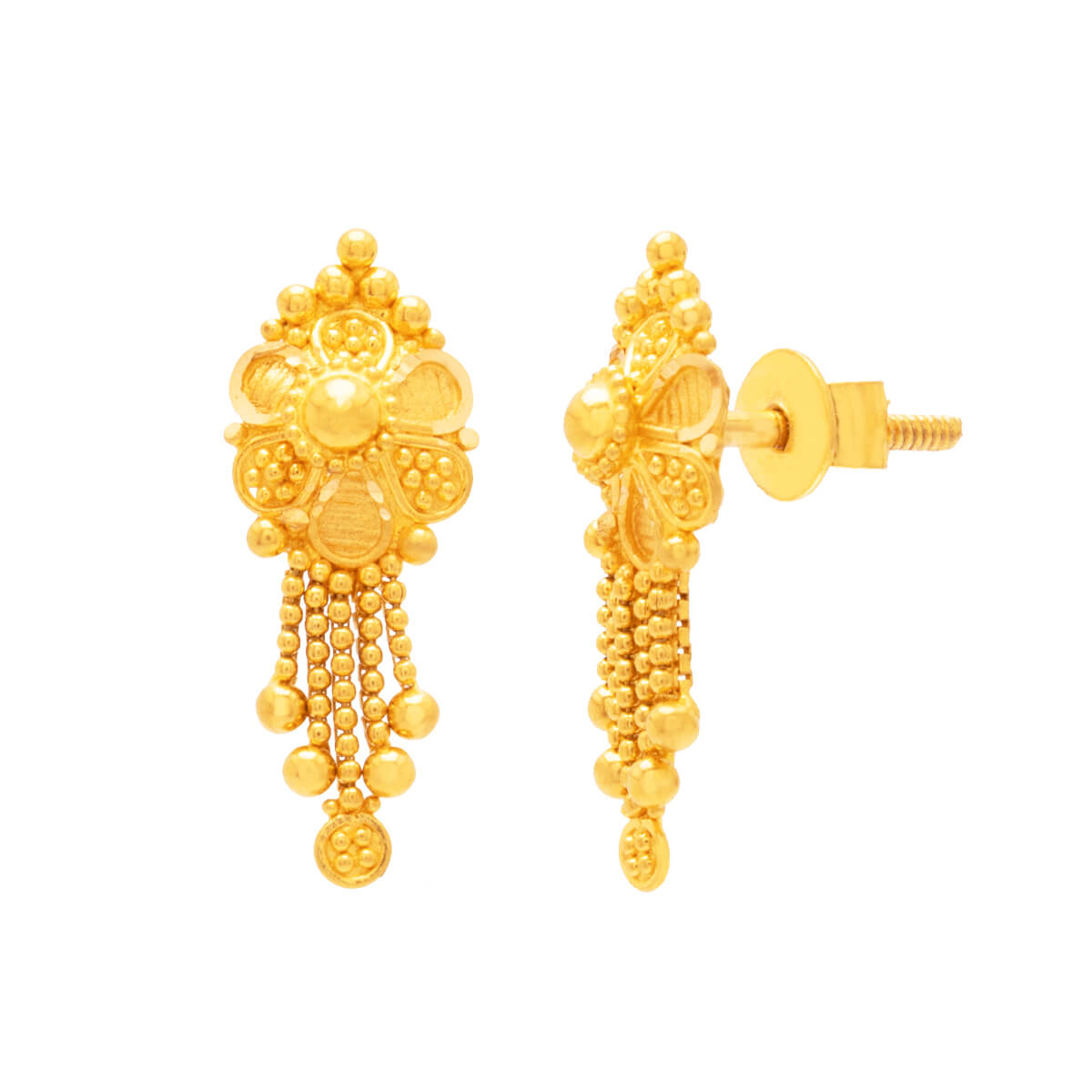 22K Gold Danglers Exquisitely Crafted with Classic Elegance