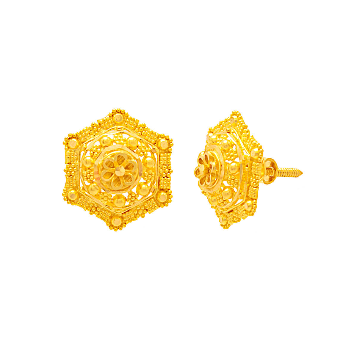 Hexagon 22K Gold Studs for Modern Minimalism