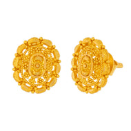 Classic Elegance 22K Gold Floral Stud Earrings