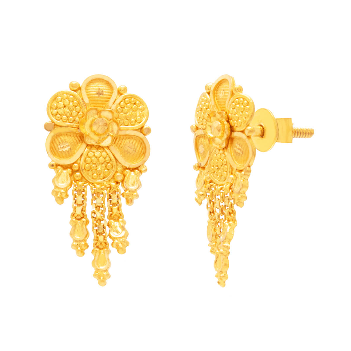 Delicate Floral 22K Gold Studs for Modern Elegance