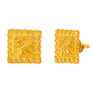 22K Square Stud Earrings with Vintage Flair