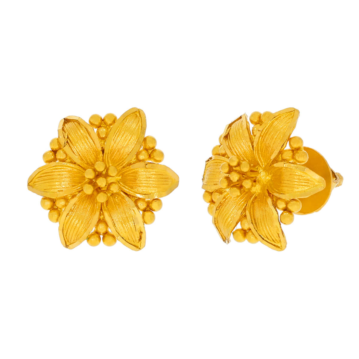 22K Gold Floral Elegance Stud Earrings