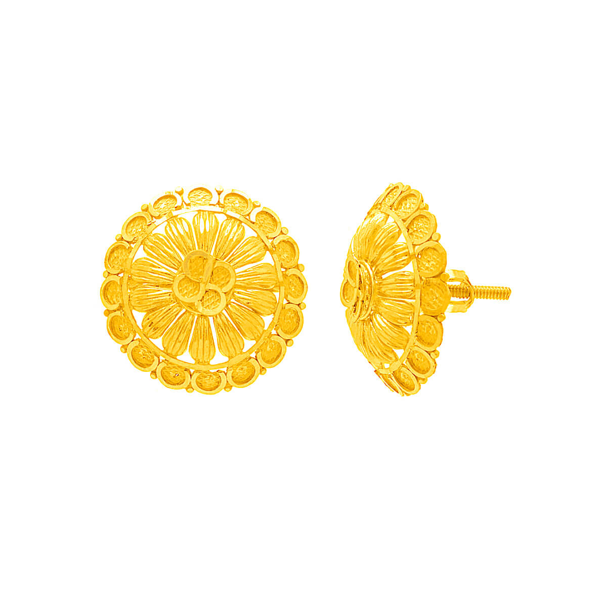 22K Captivating Stud Earrings with Elegant Floral Motif