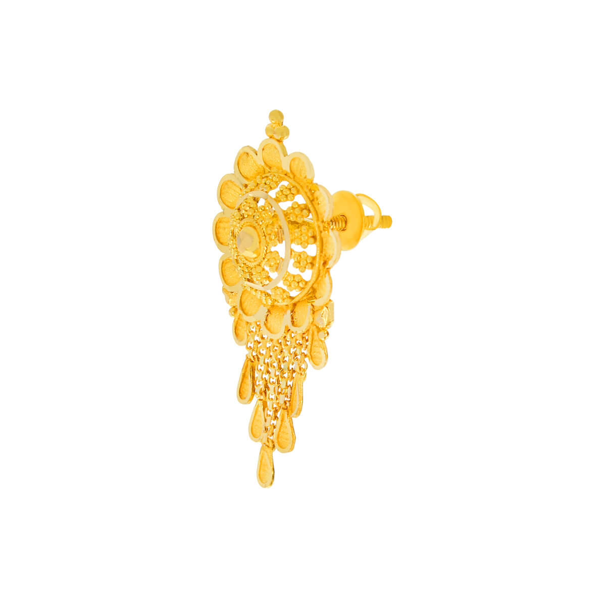 Captivating Dangler Earrings with Elegant Floral Motif in 22K Gold