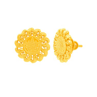 22K Simple Gold Studs with Floral Charm