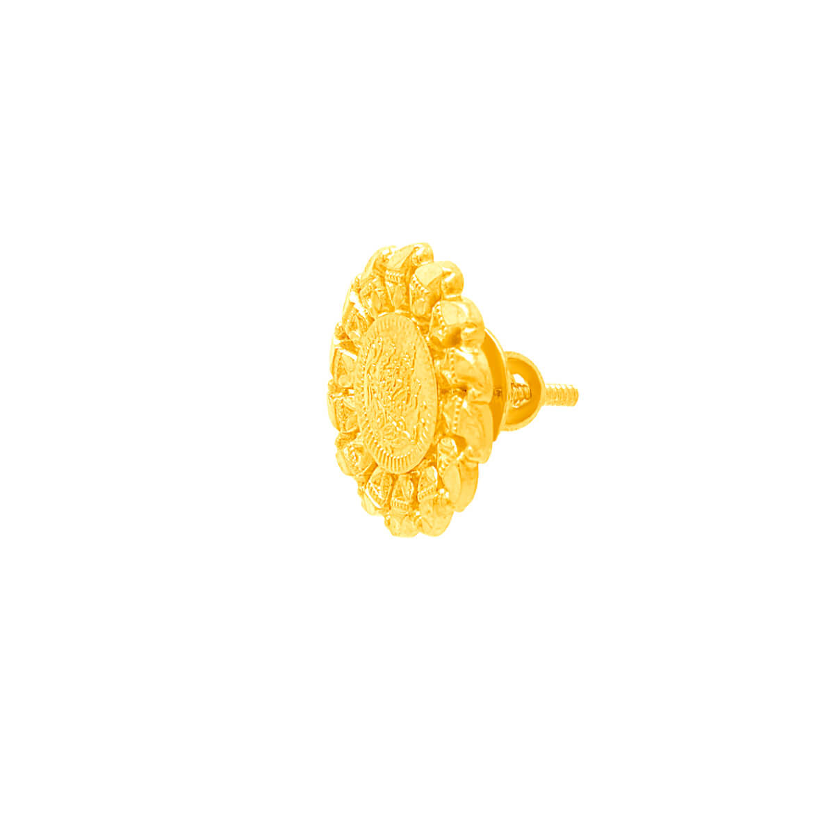 22K Simple Gold Studs with Floral Charm