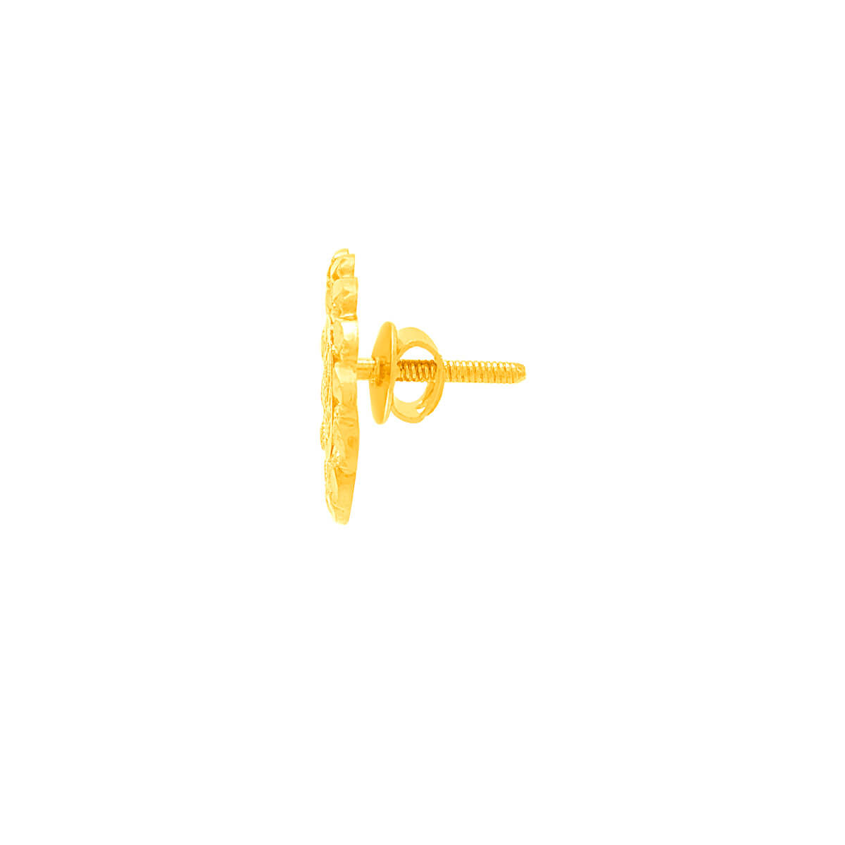 22K Simple Gold Studs with Floral Charm